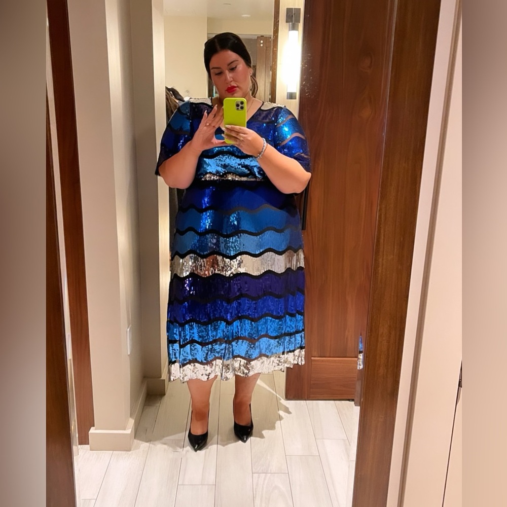 Plus size blue Eloquii sequined dress